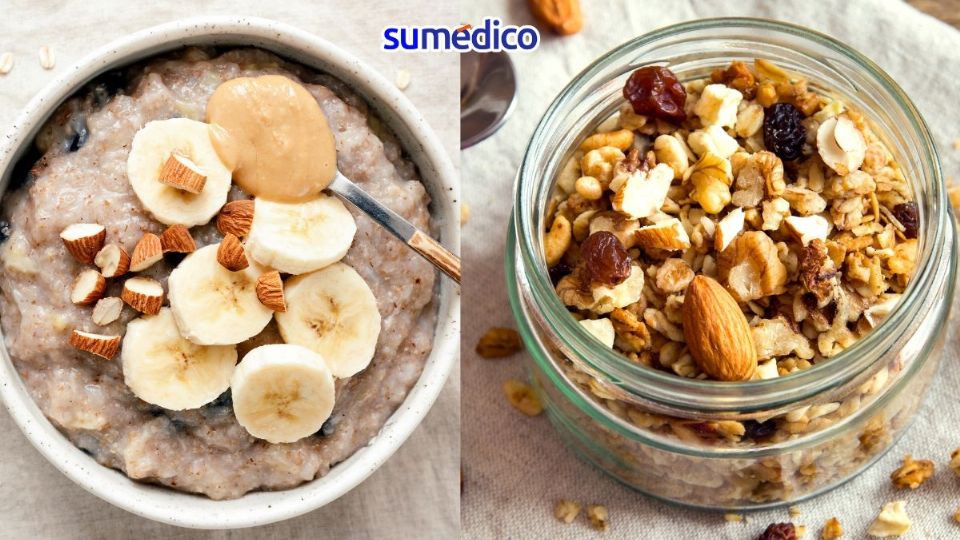 Avena y granola son opciones populares para el desayuno, pero son muy diferentes una de otra