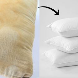 Ni cloro ni quitamanchas: La mezcla casera que SÍ blanquea almohadas amarillas